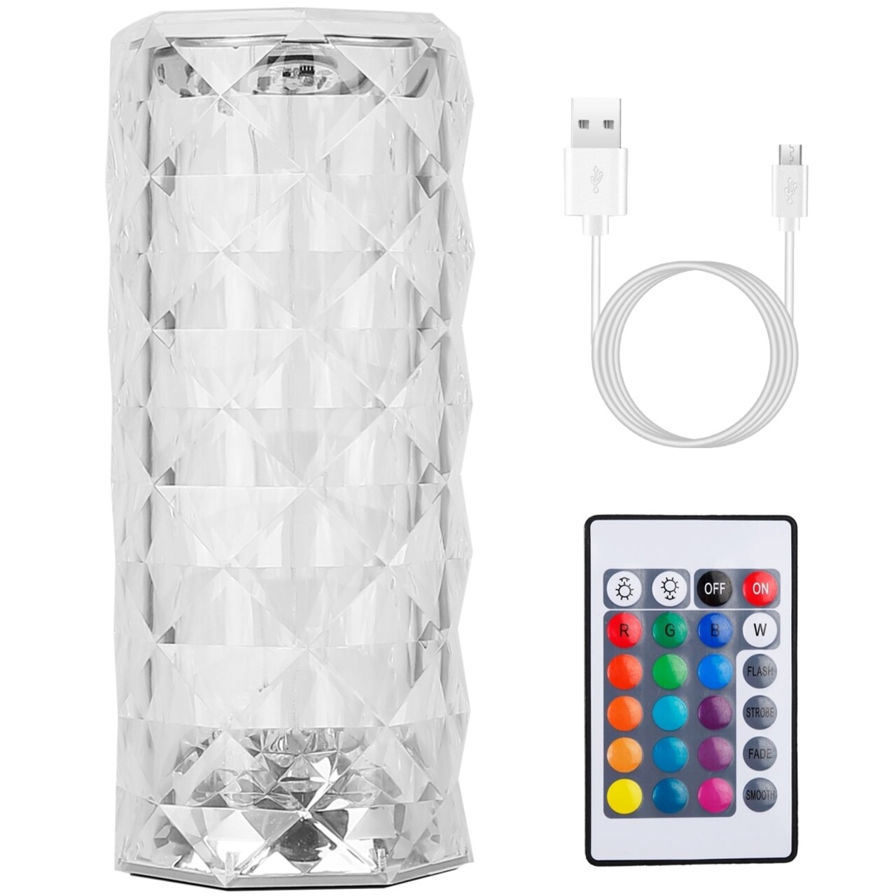 Crystal Diamond Rose Lamp Dimmable Led Night Light Remote Touch Control 16 Colors